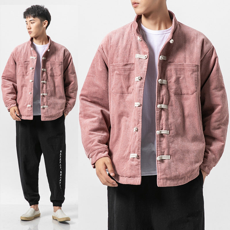 Men's Chinese Retro Stand Collar Buttoned Cotton Jacket
