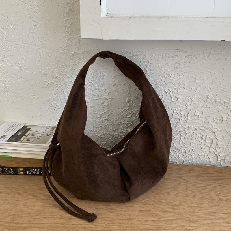 Suede Retro Minimalist Casual Pleated Tote Bag