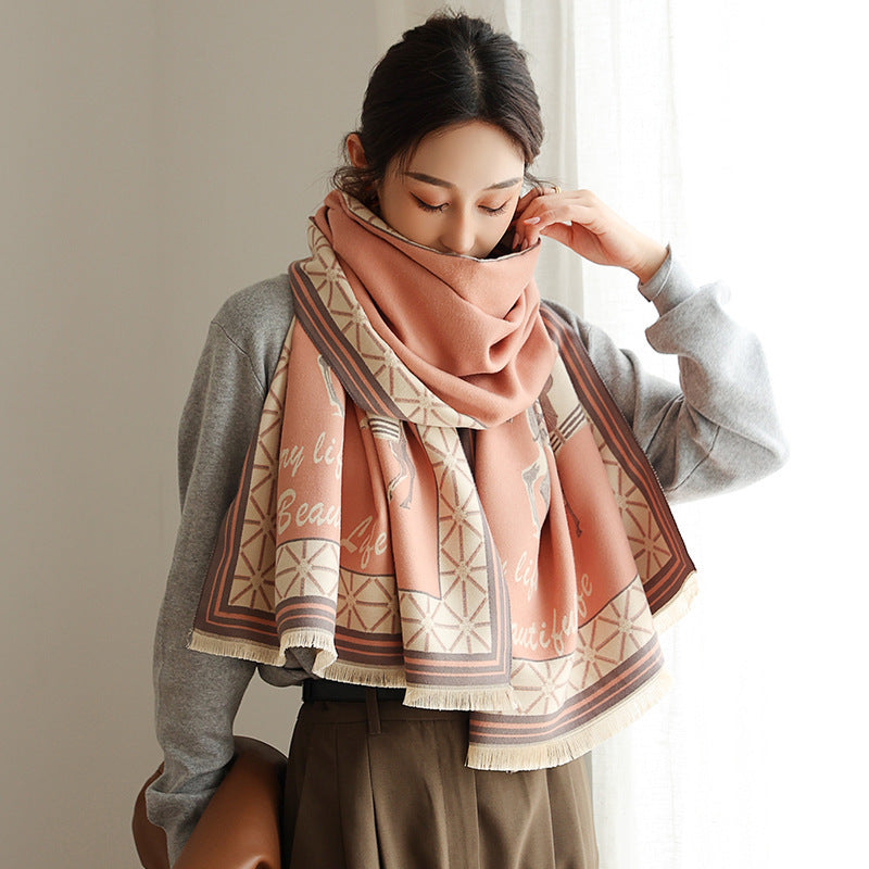 Women's Dual-use Cashmere-like Thickened Double-sided Scarf