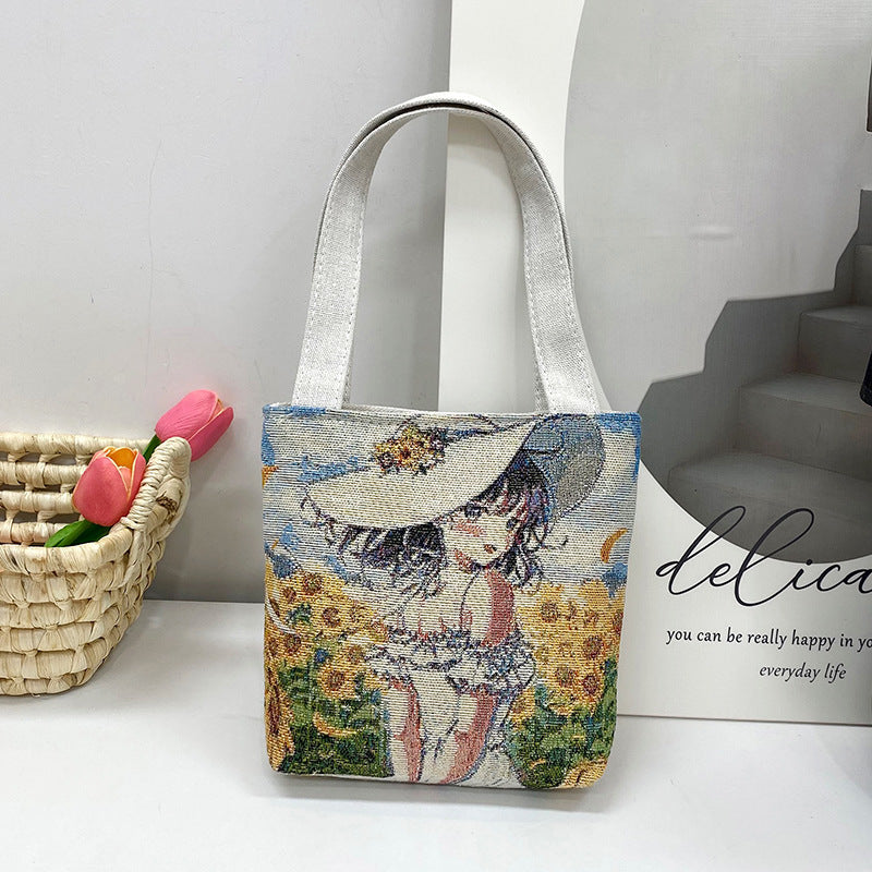 Gold Silk Double-sided Embroidered Small Square Bag Ethnic Style Leisure