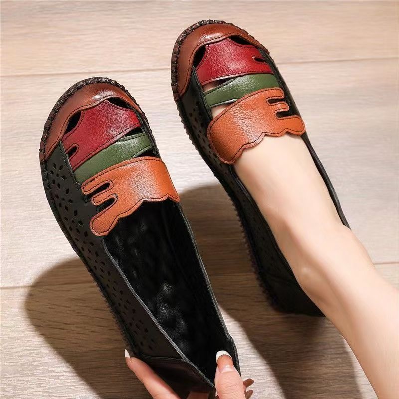 Modieuze Designer Holle Lederen Platte Schoenen