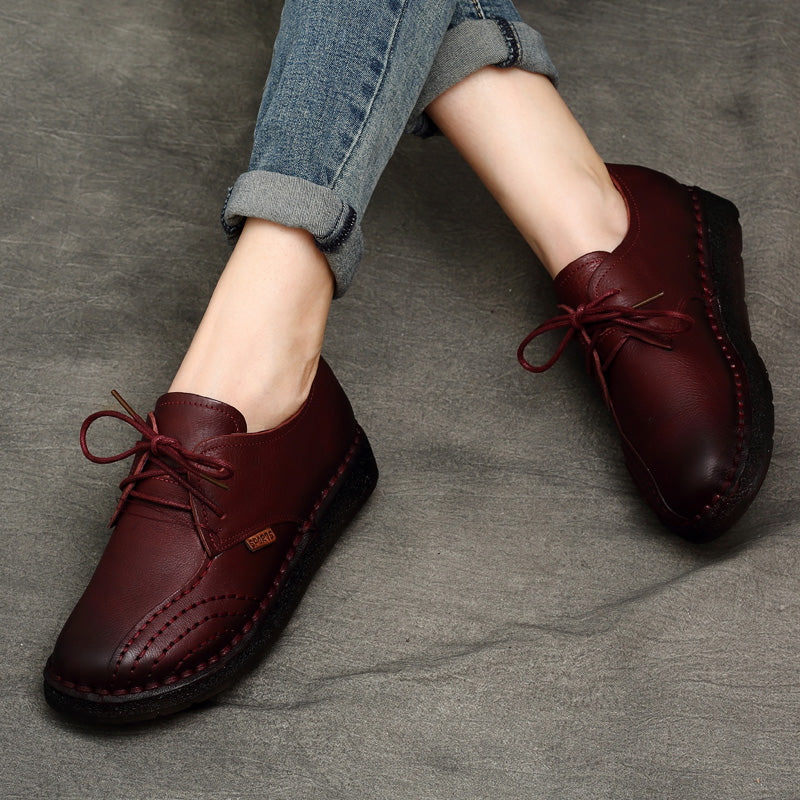 Vintage Mori Women's Leather Handmade Flat Shoes