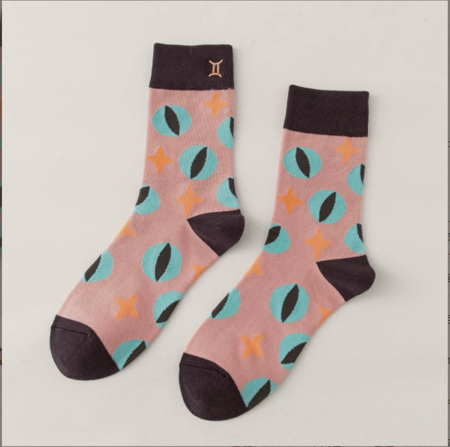 12Constellations Embroidered Socks Autumn And Winter