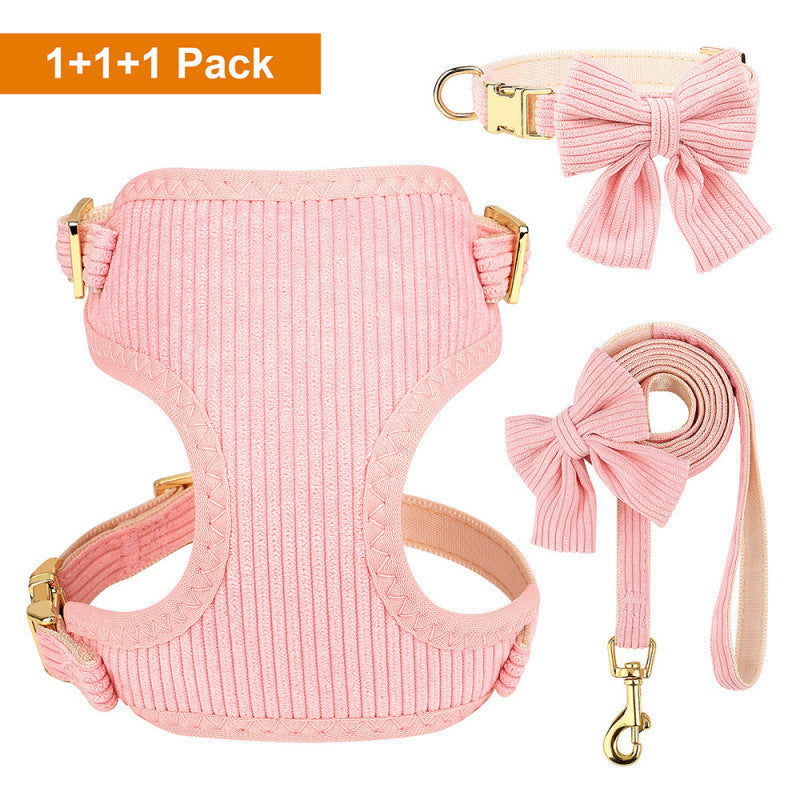 Creative Solid Color Harness Bow Pet Vest