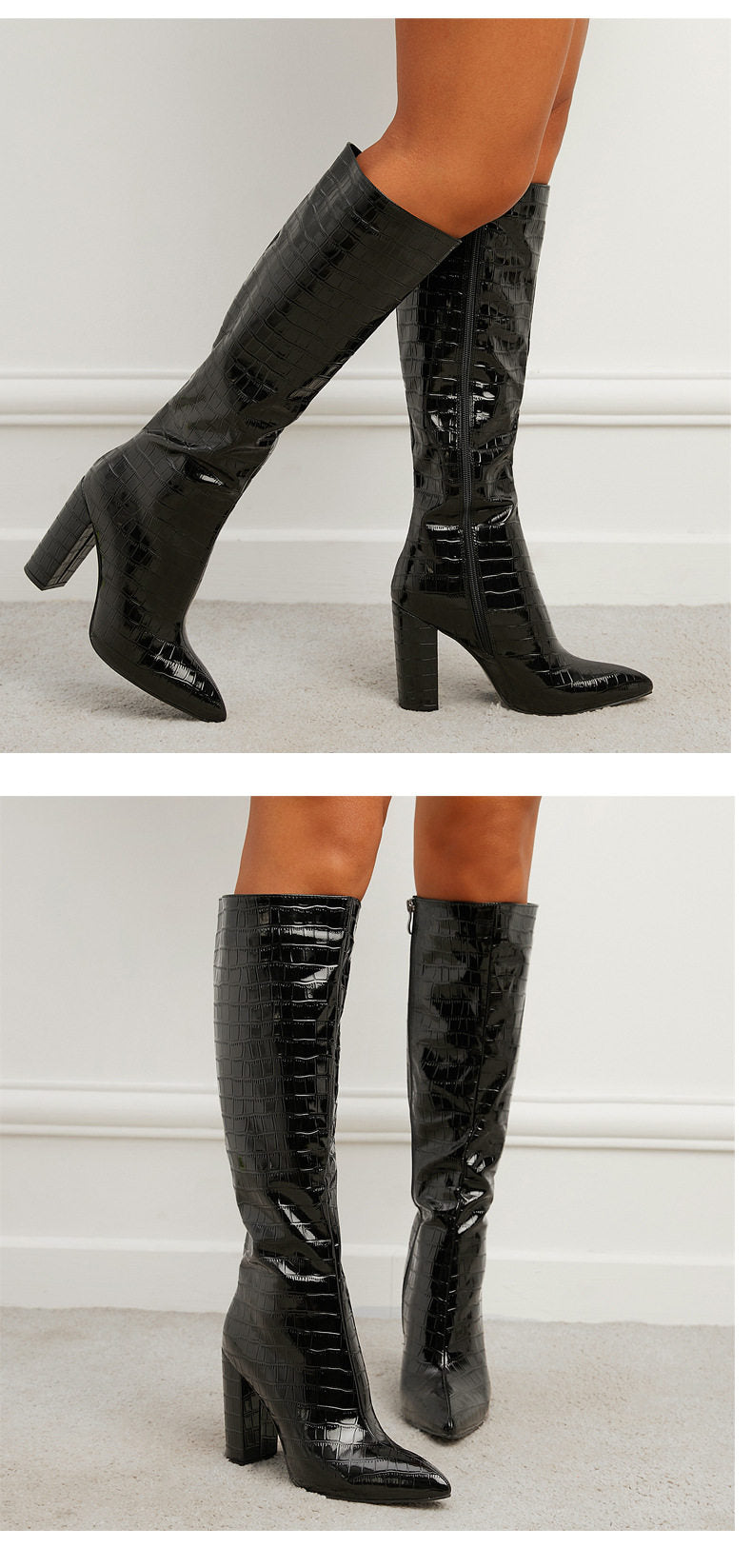 Sexy Crocodile-Print High-Heel Knight Boots From Europe And The US