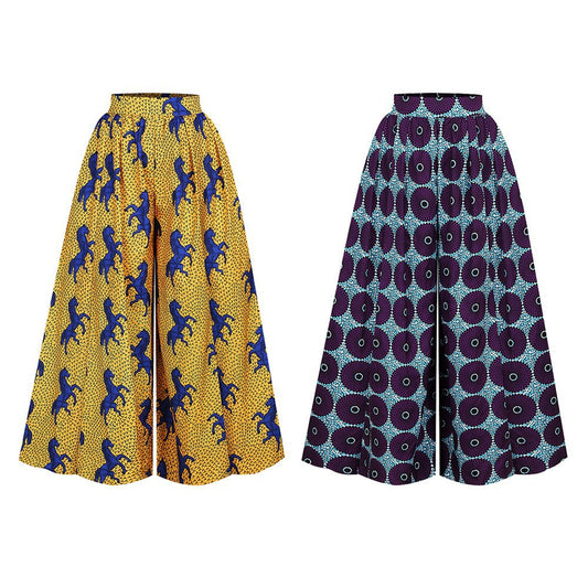 Casual Digital Print Women's Loose Wide Leg Pants