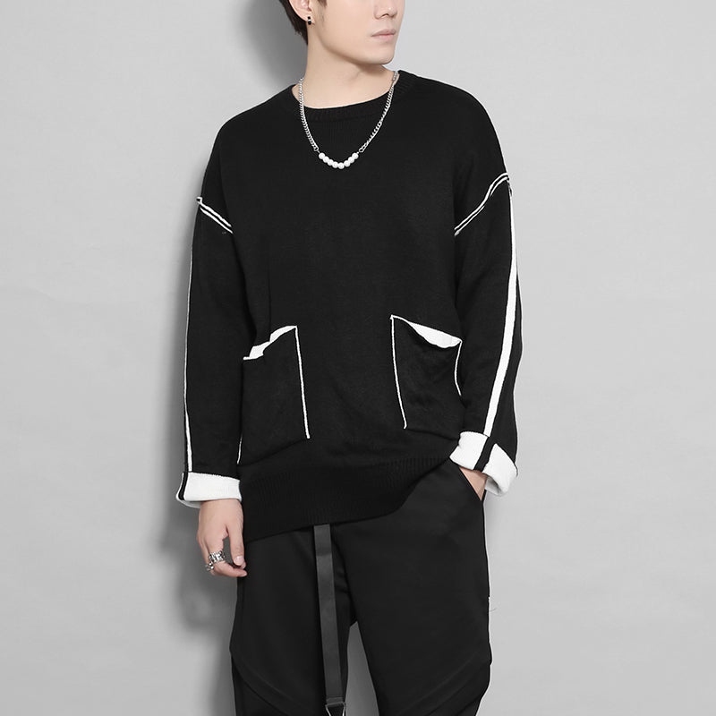 Three-dimensional Pocket Stitching Sweater Men's Tide