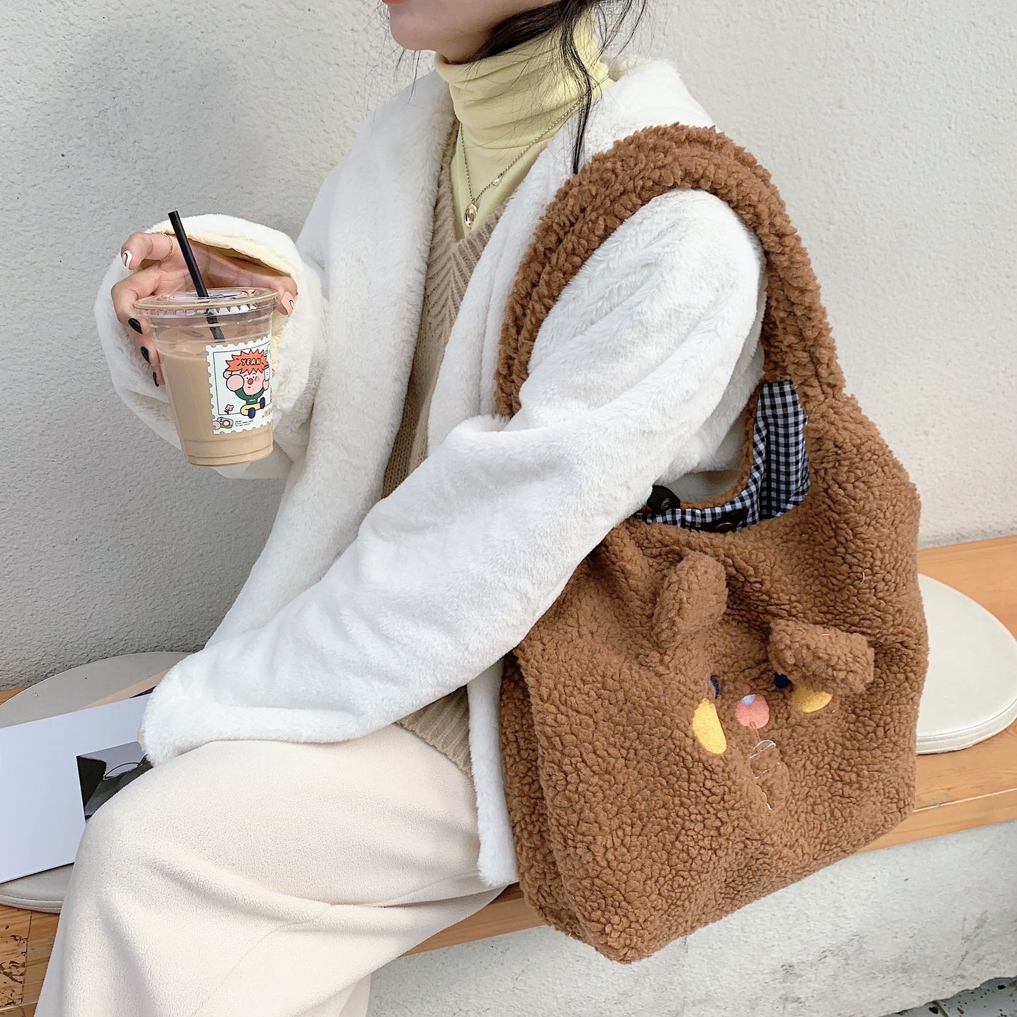 Cute Plush Large Capacity Tote