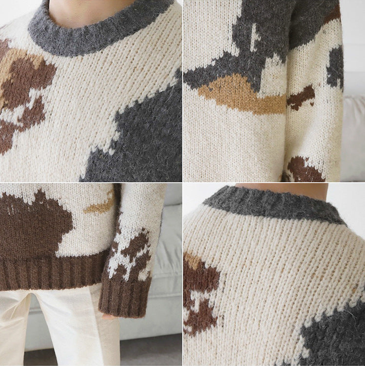 Men's Trendy Japanese Jacquard Loose Round Neck Sweater