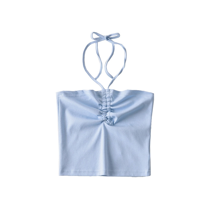 Summer New Design Sense Blue Wrap Chest Top
