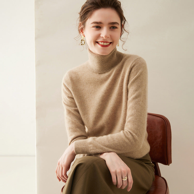 Women's Solid Color Pullover Cashmere Turtleneck Knitting Bottoming Shirt