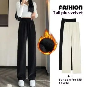 Add Fleece And Thick Wide Leg Pants For Women Small Straight Tube Loose And Thin Corduroy