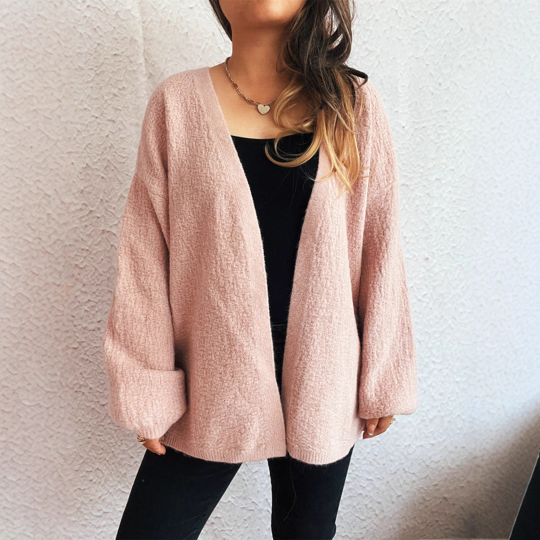 Casual V-neck Autumn And Winter Loose Street Style Cardigan Sweater
