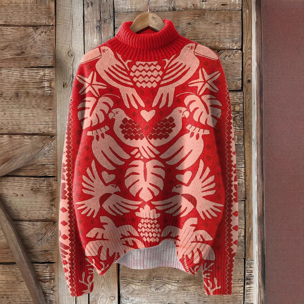 Dame enkel printet afslappet frakke cardigan sweater