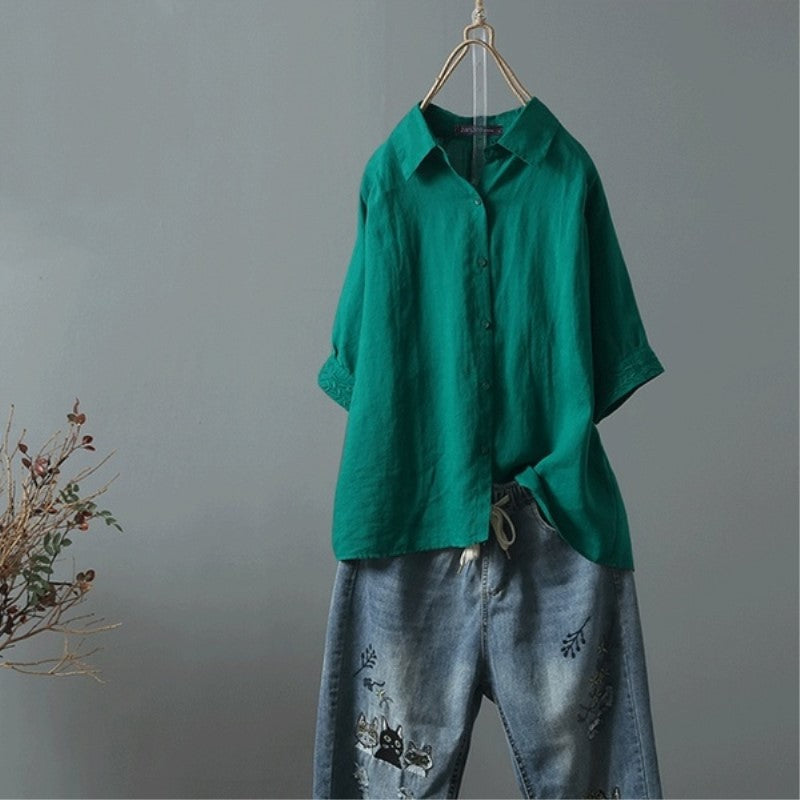 Versatile Casual Single-breasted Lapel Short-sleeve Shirt