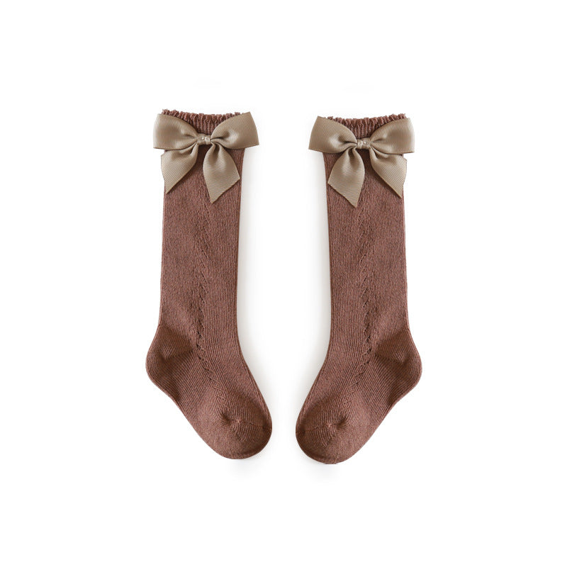 Children's New Hollow Mesh Bow Socks