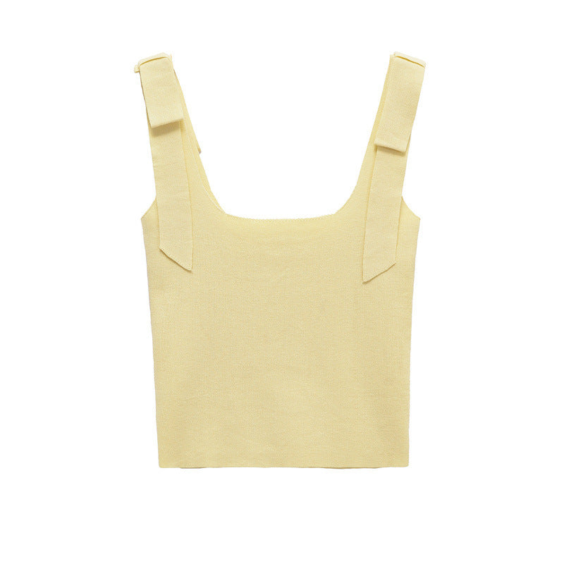 Fashionable Simple Stretch Bowknot Decoration Top