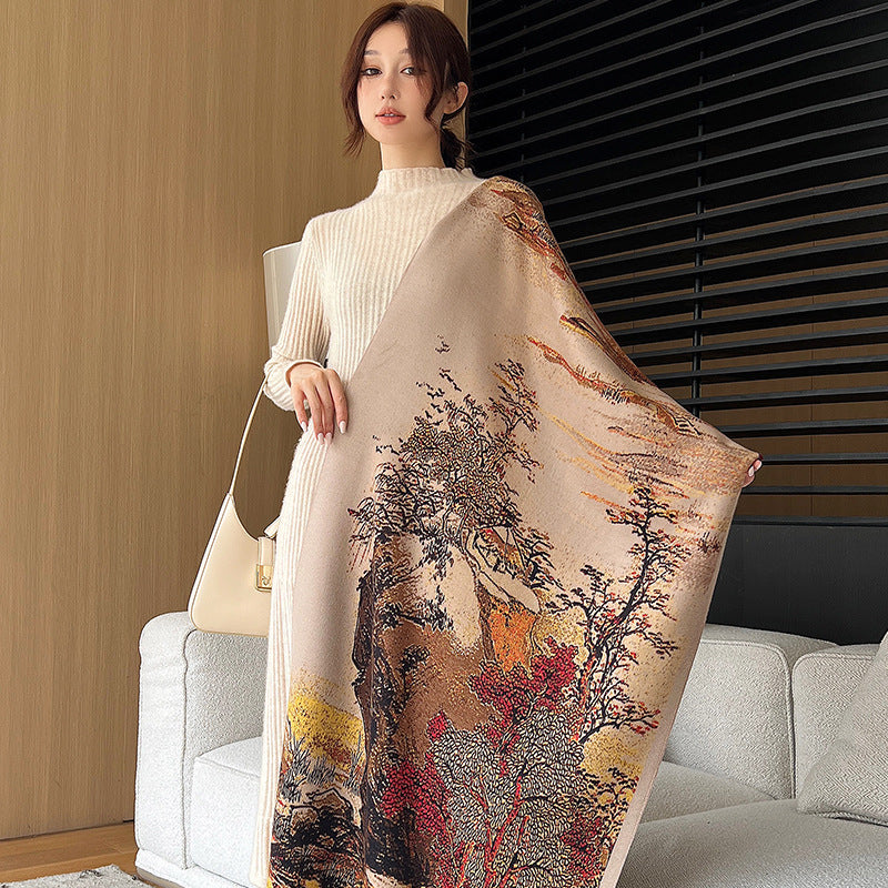 Kunstig Kashmir Tørklæde Elegant Sjal Mode Høj Sans for Stil
