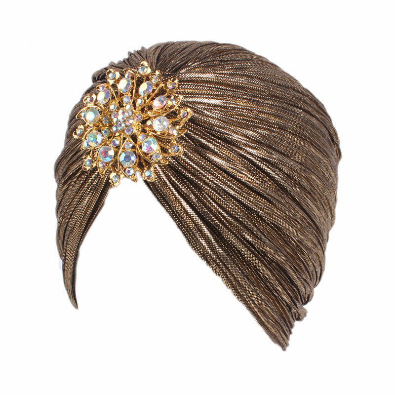 Noble Golden Pleated Indian Hat Tam-o'-shanter