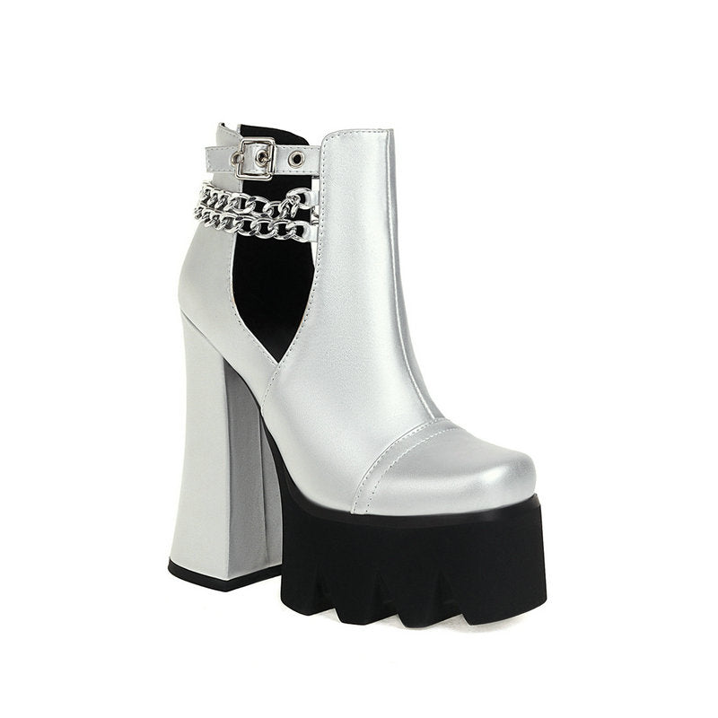 Women's Super High Heel Sandals Chunky Fish Mouth Shoes