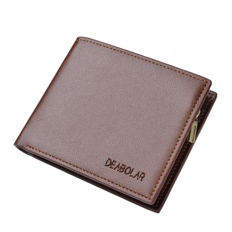 Men's Fashion Simple Tri-fold Zipper Money Clip Multi-card Space