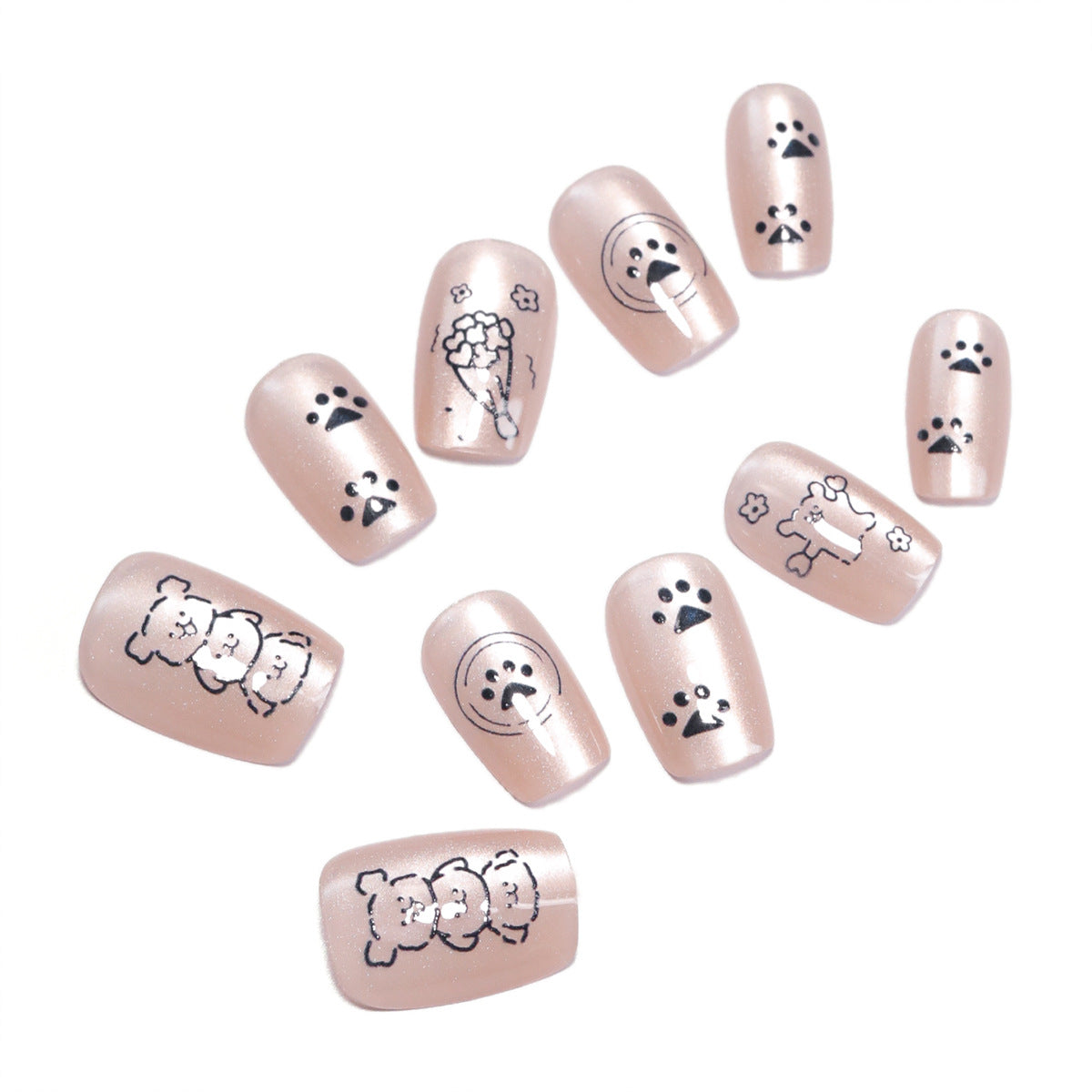 Sød tegneseriehvalp med manicure