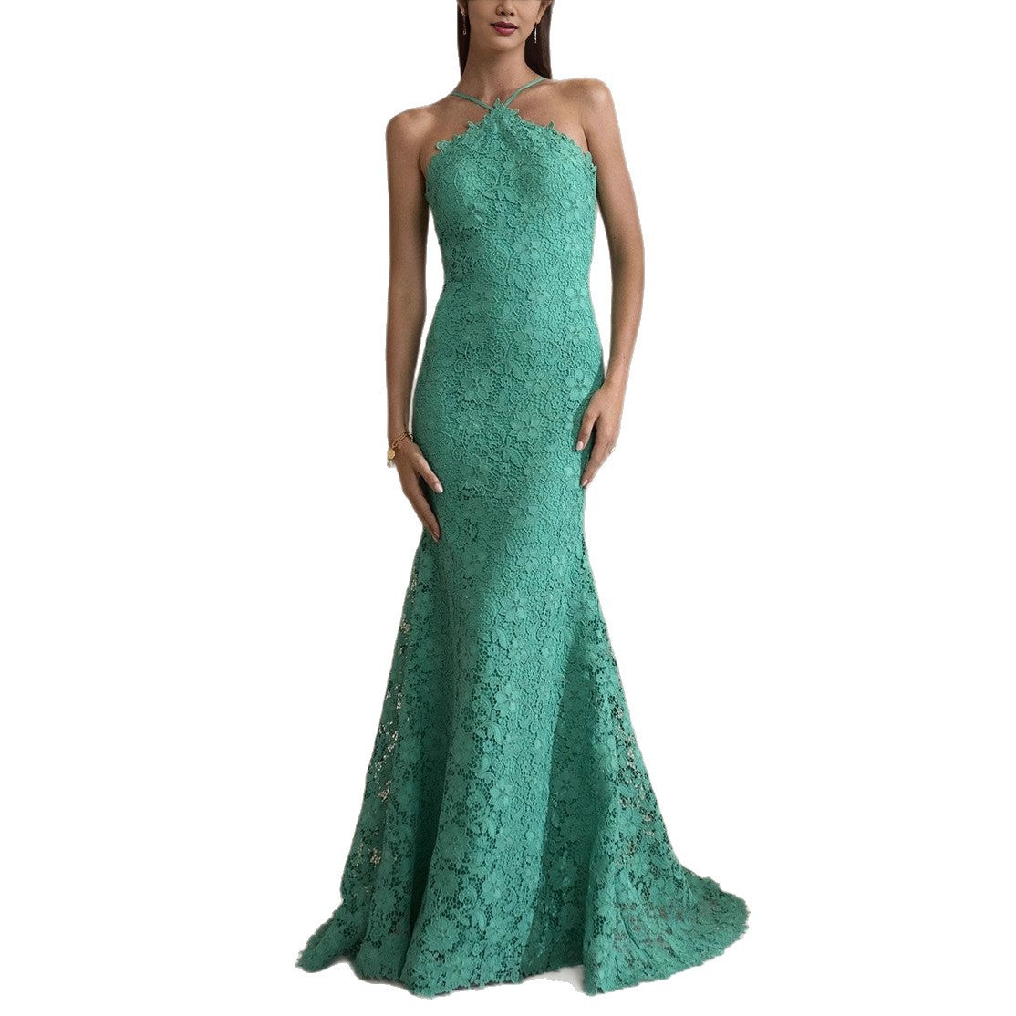 Elegant Lace Mermaid Evening Gown For Banquets