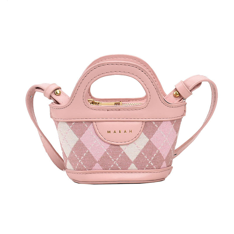 Koreansk-inspireret patchwork mode plaid mini mulepose skuldertaske
