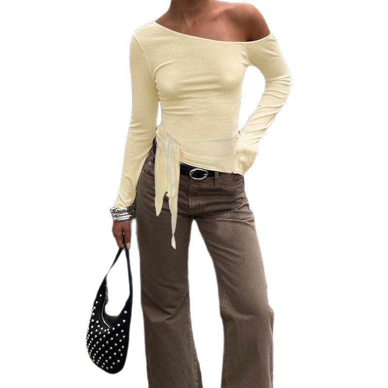 Womens Stylish Minimalist Slim-fit Long-sleeve T-shirt