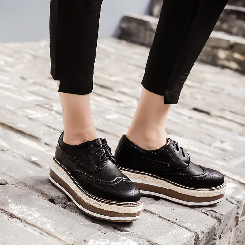 Lun Thick-soled Round Toe Mid-heel Women's Platform Platform