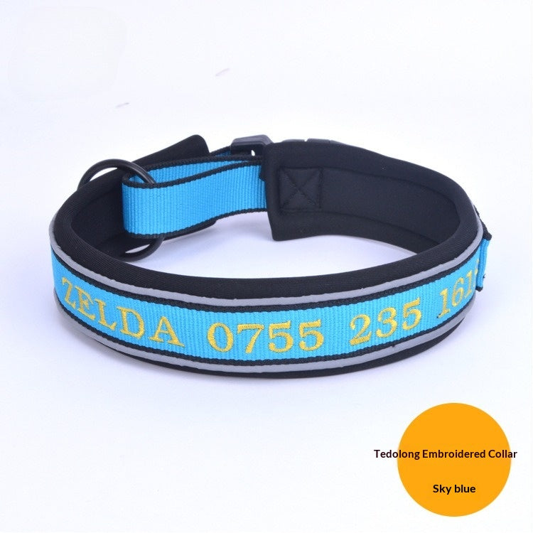 Personalized Embroidered Soft Dog Collar With Anti-Lost Feature
