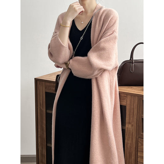 Womens Casual Long-sleeve Solid-color Sweater Cardigan