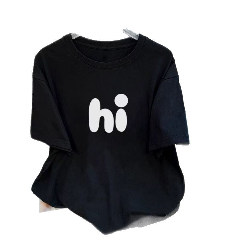 Womens Relaxed Minimalist Short-sleeve Top With A Print
