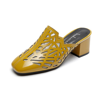New Hollow Thick Heel Lightweight Half Slippers