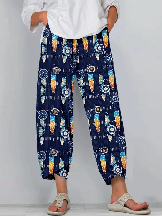 3D-printed Fashion-forward Capri Wide-leg Pants