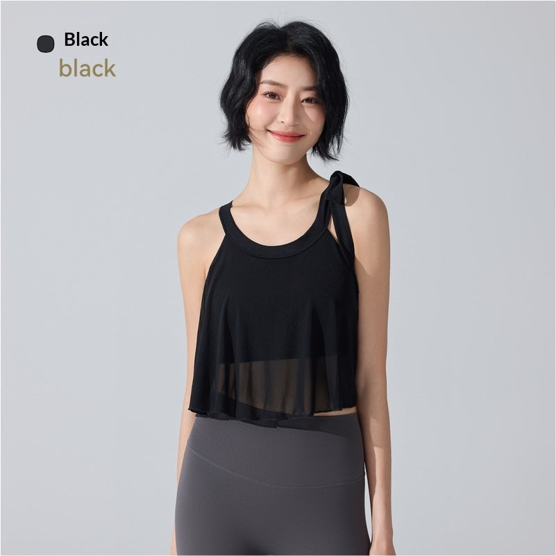 Womens Underwear Beautiful Back Anti-Shock One-Piece Fixed-Cup Mesh Bra Vest Fitness Yoga Wear