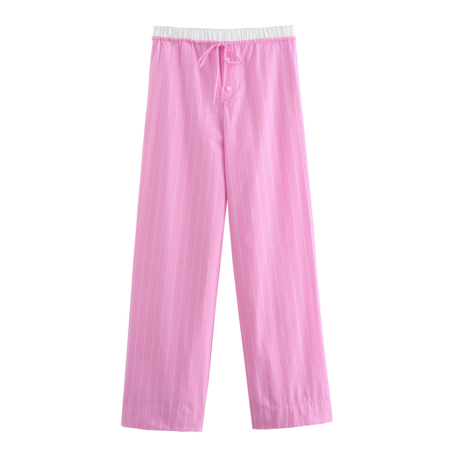 Women's Simple Striped Pajamas Style Shirt Pants Suit