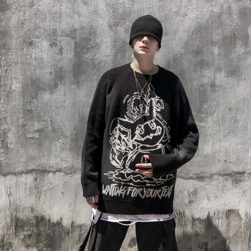 Autumn And Winter Thick Embroidered Hip-hop Long-sleeved Couple Sweater
