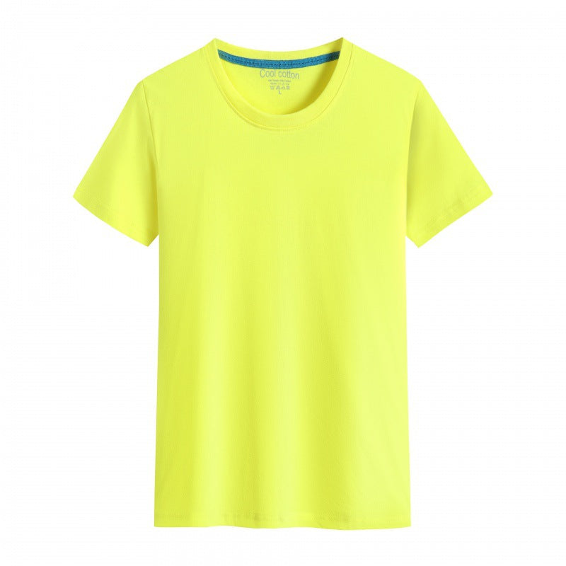 Herre- og dame-ensfarvet bomulds-T-shirt med rund hals til sommer