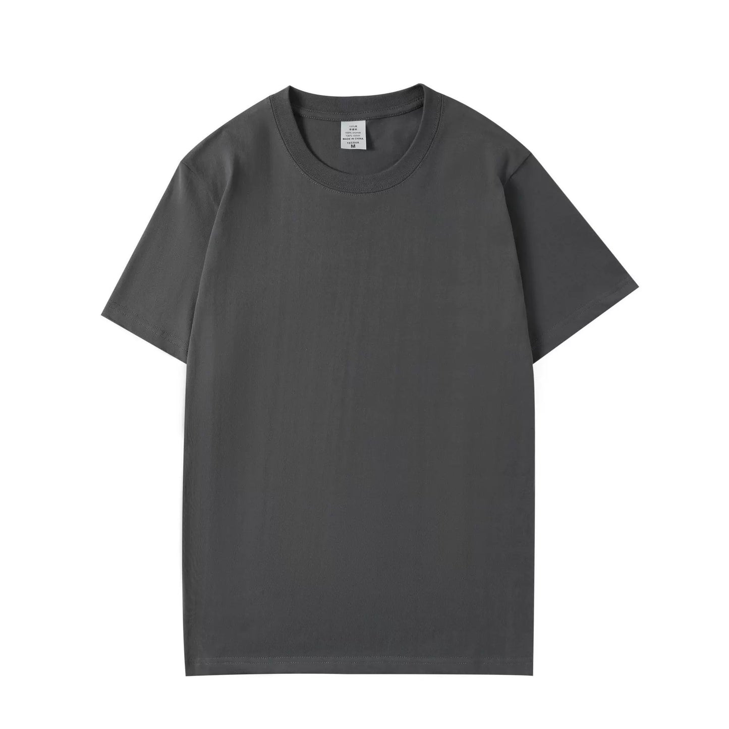 Tyk bomulds T-shirt med rund hals og løs pasform