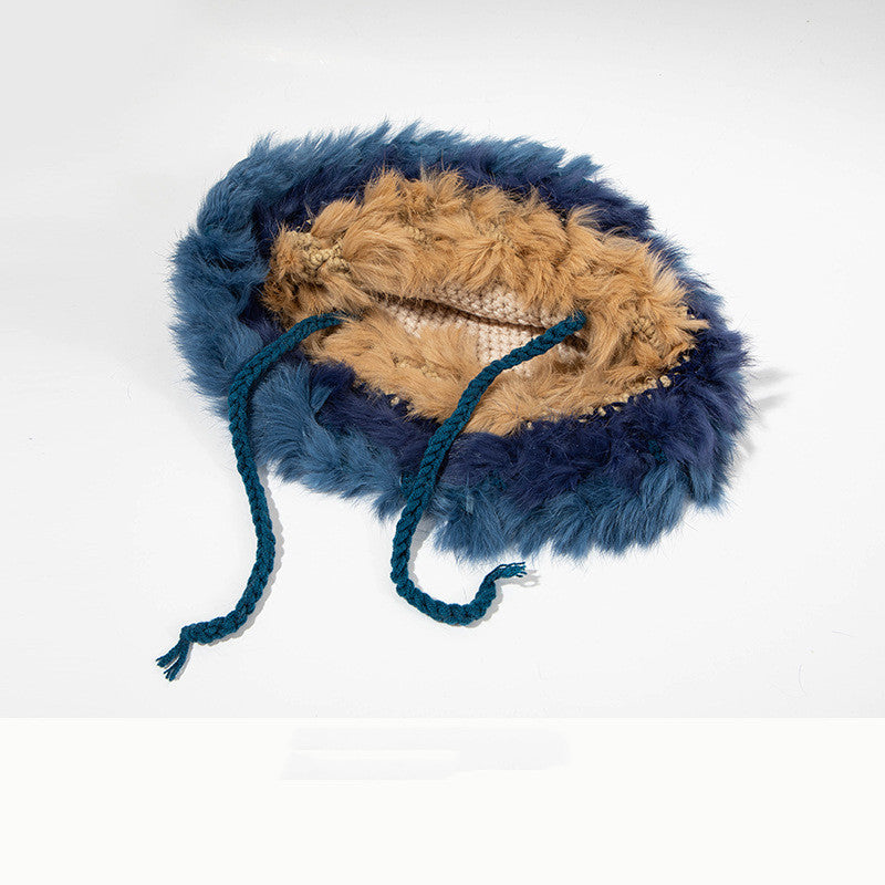 Women's Plush Thickened Wool Knitted Basin Hat Thermal Ear Protection