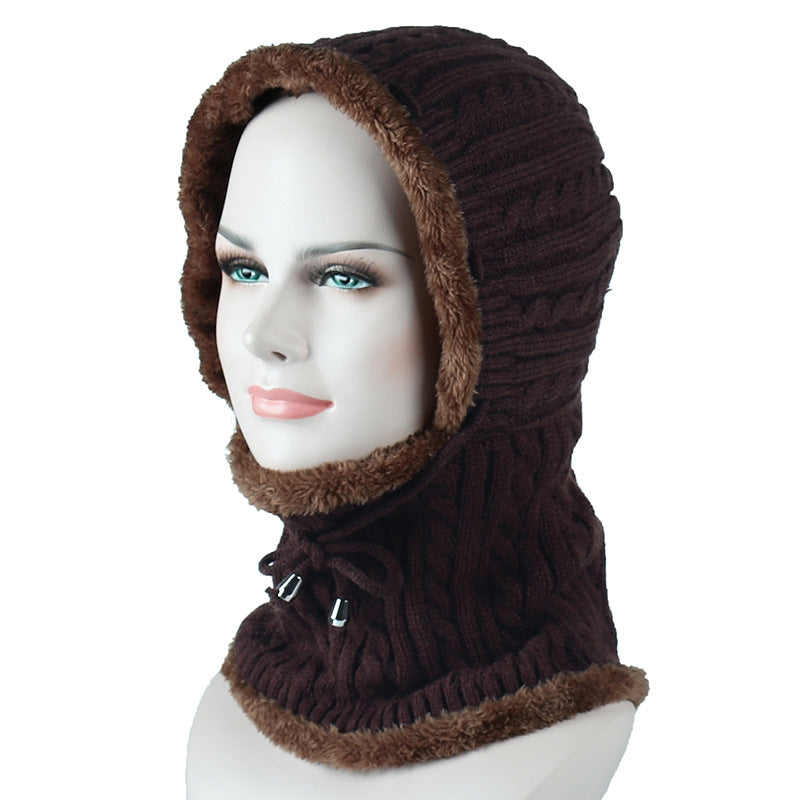 Women's Plus Velvet Knitted One-piece Woolen Hat