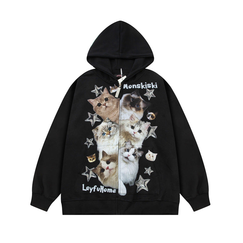 Modebrand Fun Cat Show Cardigan Hættetrøje Mænd Og Kvinder