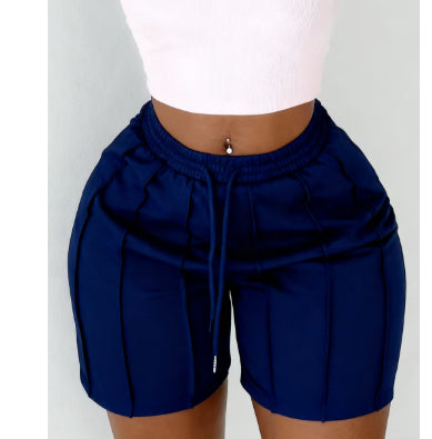 Women's Summer Solid Color Casual Drawstring Shorts