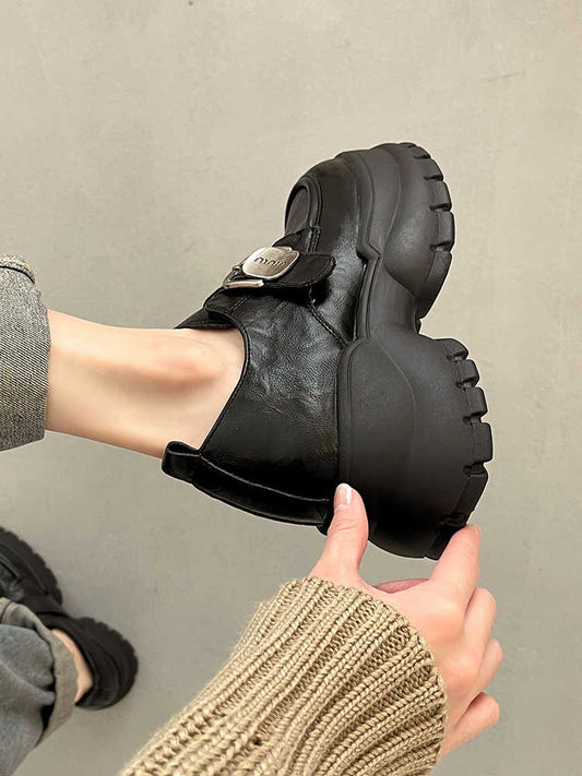Retro Raise The Bottom Small Leather Shoes Female Loafers
