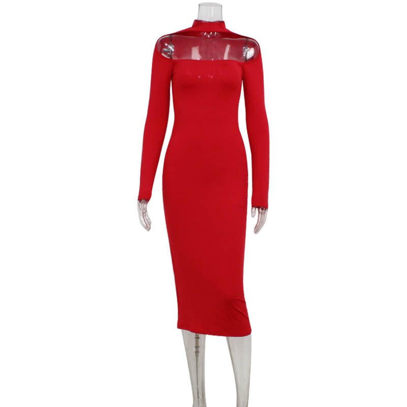 Fashionable Cutout Halterneck Sexy Tube Top Bodycon Elegant Celebrity-Style Hip-Hugging Dress