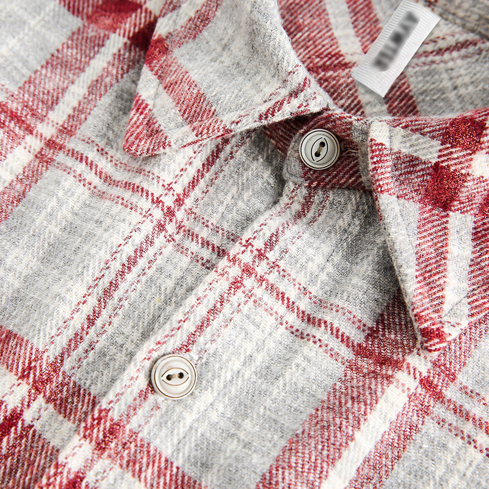 American Retro Plaid Shirt Men's Loose Casual Long Sleeves