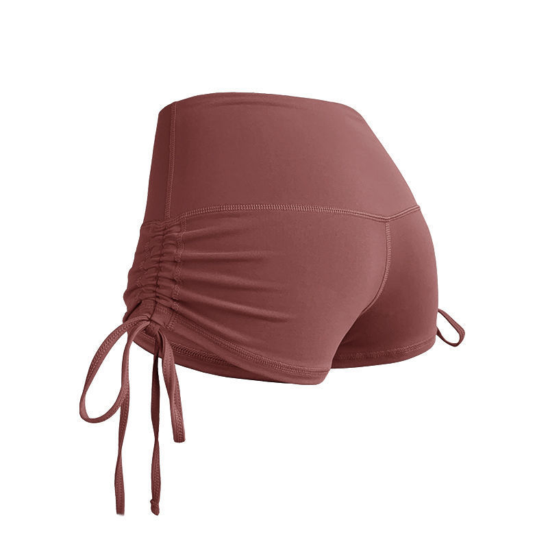 Fitness Yoga Shorts Women's Outer Wear Fitness Exercise Large Drawstring High Elastic Peach Hip