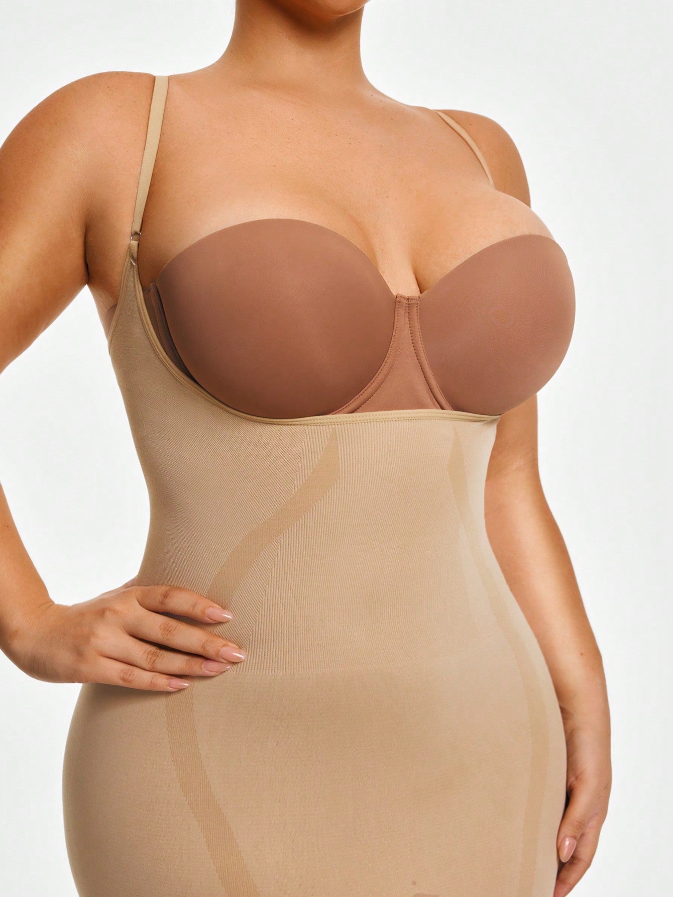 Women's Firm Control Full Coverage Shapewear Dress - Open-Bust Design With Adjustable Straps