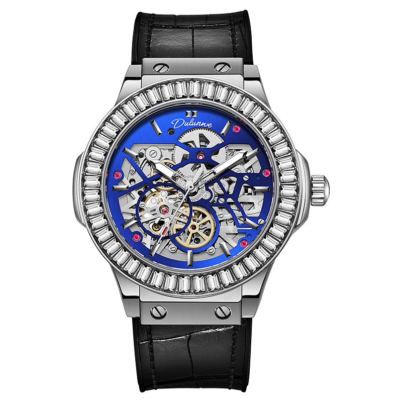Automatic Fashion Diamond Studded Hollow Movement Mechanical Men's Watch